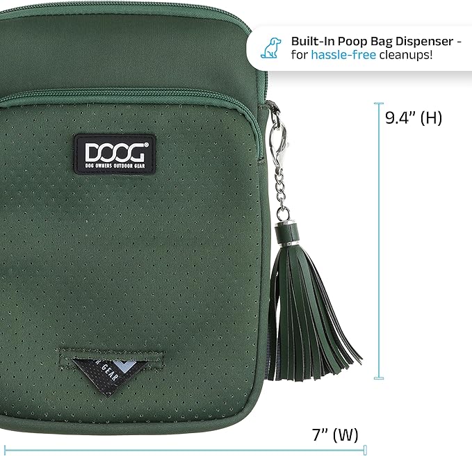 DOOG Walkie Bag - Adjustable Dog Treat Pouch Shoulder Bag with Poo Bag & Water Bottle Compartments - Comfort Fit for Everyday Use