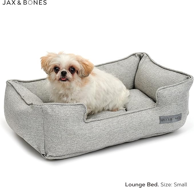 Jax & Bones Dog Bed Lounge - Machine Washable Bed for Dogs - Extra Heavy Duty Bolstered Sides - Small Stonewash Blue Dog Mat Beds | 24 x 18 Inches