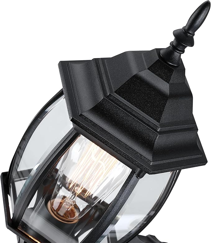 16.8 Inch Outdoor Porch Light Dusk to Dawn, Black Outside Lights for House Outdoor Exterior Wall Sconce with Dusk to Dawn Sensor, Black Wall Lantern for Porch Garage,Front Door,E26