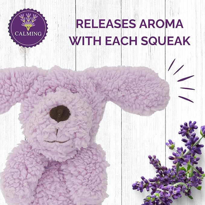 Rosewood Calm Fleece Flattie Dog Toy, with Calming Lavender Blend Essential Oils