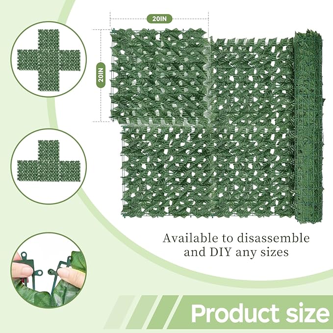 Artificial Ivy Privacy Fence Screen,39.4" X 118" UV-Anti Fake Leaves Plant Vine,Privacy Hedges Wall for Indoor Outdoor Garden Backyard Decor