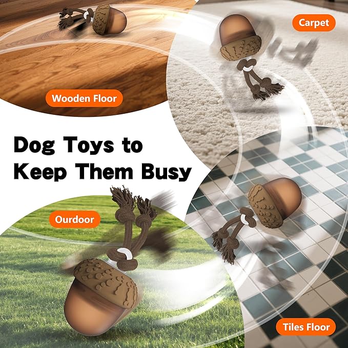 Interactive Dog Toys, Automatic Moving Rolling Dog Toys to Keep Them Busy, Motion-Activated Bouncing Vibrating Dog Ball for Small/Medium/Large Dogs (Acron)