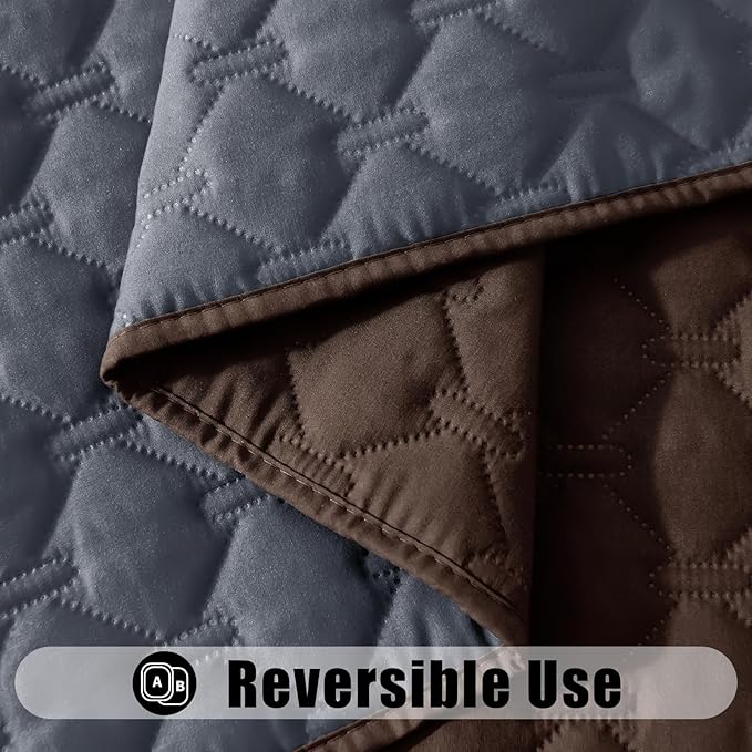 Smiry Waterproof Dog Bed Cover Blanket, Soft Reversible Pet Blanket, Washable Leakproof Cats Dogs Couch Cover for Sofa, Couch, Furniture, Plaid (30x53 Inch, Chocolate/Dark Grey)