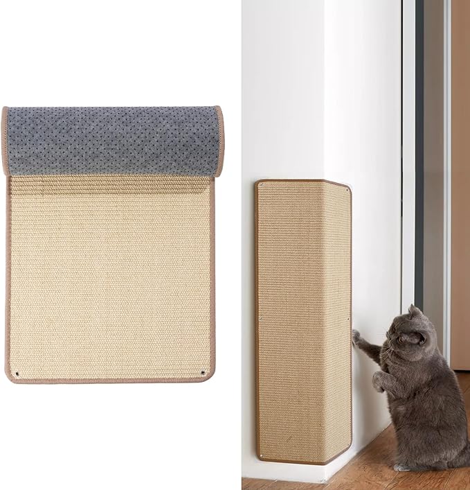 Natural Sisal Cat Wall Climbing Carpet, Wall Scratcher Carpet Mat Pad, Cat Climbing Wall, Tall Scratching Post, Wall Floor Couch Sofa Protector, Scratching Pad for Indoor Cats （39.3" Lx15.7 W, 1PC）