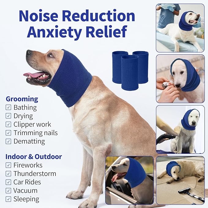 Nanaki Dog Calming Hoodie Quiet Head Cover Sleeves - Ear Covers Hood for Noise Bath, The Grooming and Force Drying Head Protection for Anxiety Relief and Calming Dog Neck and Ear Warmer