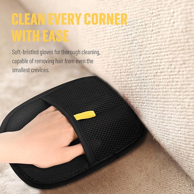 Pet Hair Remover, Electrostatic Pet Hair Removal Gloves, Reusable Cat & Dog Hair Remover for Couch, Furniture, Carpet, Car Seat, Upgraded Animal Fur Removal Tool, Cat Grooming Gloves-2 PCS
