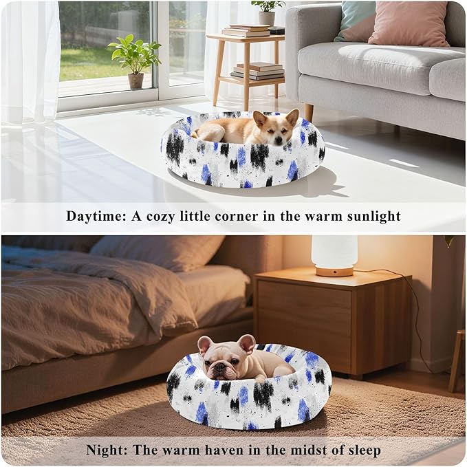 Black Blue Brush Pet Dog Beds Anxiety Relief fluffier Calming Bed for Small Size Pets Supplies