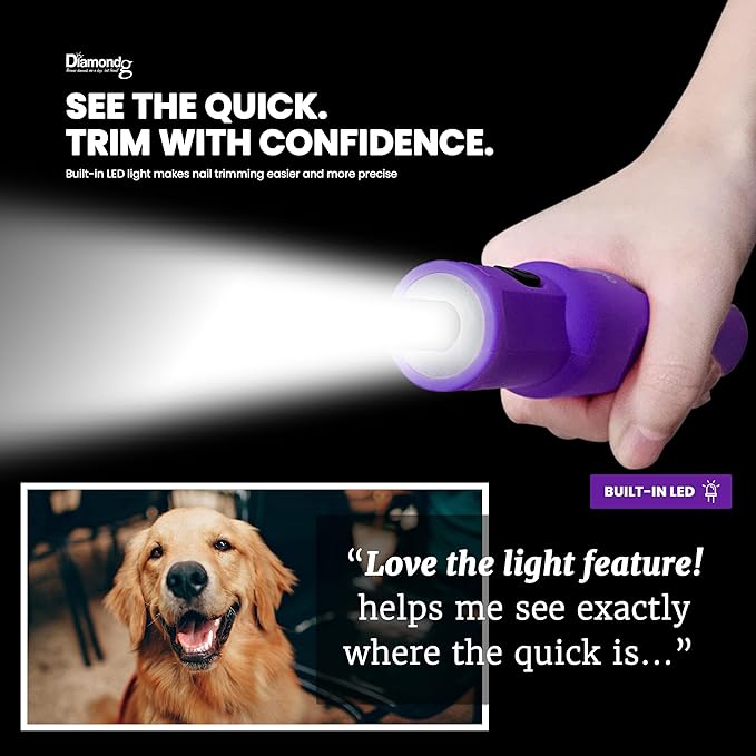 Diamondg Cordless Micro Dog Nail Grinder with Quiet Sound & LED Tip for Large & Small Dogs, 4hrs. Runtime - Electric Dog Nail Trimmer, Heavy Duty Rotary Tool Alternative to Toenail Clippers & Filers
