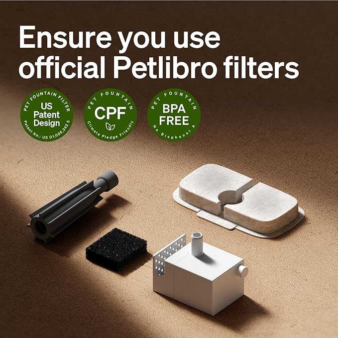 PETLIBRO Drinking Fountain Filter Pack of 8 for Dockstream Cat Fountain Drinking Fountain for Cat PLWF005, PLWF115, PLWF105, 4-Month Set Replacement Filter for Cat Drinking Fountain, White