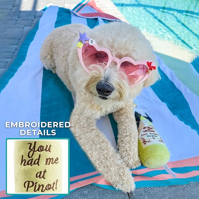 Haute Diggity Dog Santa Muttgarita Pinot Grrrigio Plush Dog Toy for Small, Medium & Large Dogs, Interactive Funny Parody Squeaky Toys, Soft, Durable, Machine-Washable & Safe Birthday Gift for Dogs