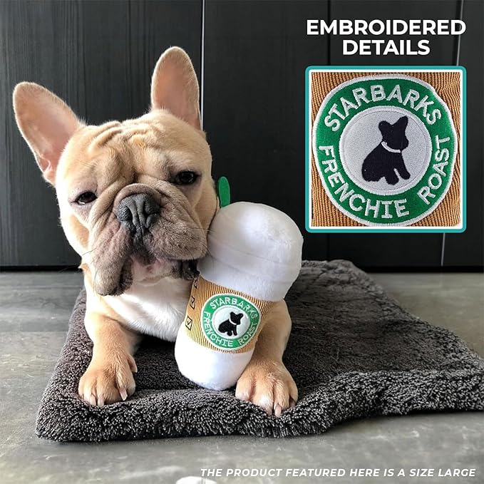 Haute Diggity Dog Starbarks Coffee Cup, Plush Designer Dog Toys with Interactive Squeaker, Stimulating Pet Enrichment, Machine-Washable & Safe Materials for All Breeds, Size Small