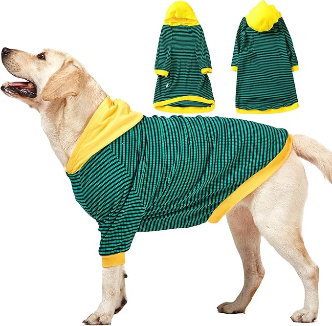 LovinPet Large Dog Pajamas, Cotton Green Stripe Dog Shirt, Pet Pajamas for Dogs, Onesies for Dogs, Stop Shedding for Dogs, Pitbull Shirt, Pet PJ's, 2XL