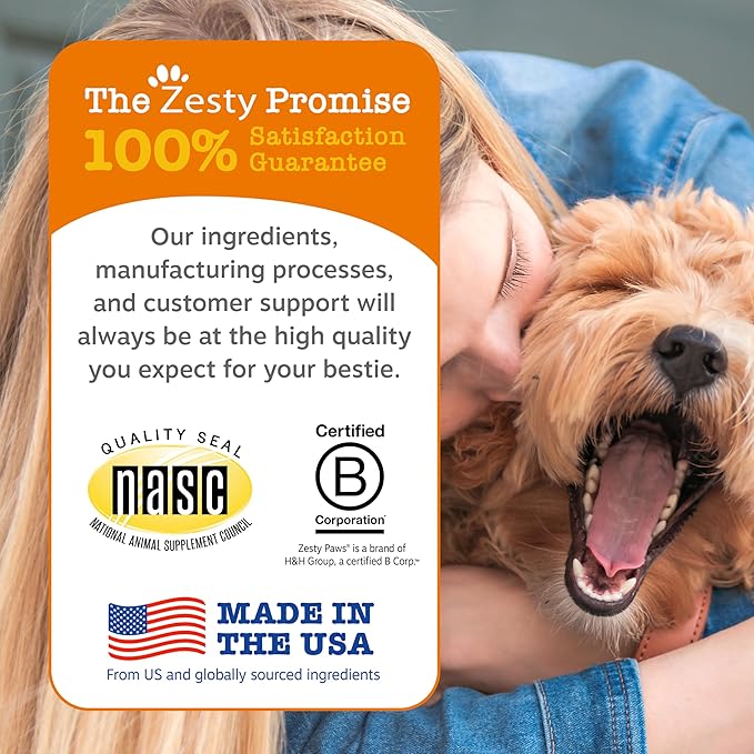 Zesty Paws Mussel Mobility Bites for Dogs - New Zealand Green Lipped Mussel with Natural Glucosamine & Chondroitin + Omega-3 Fatty Acids - Hip & Joint Support Supplement Soft Chews – 90 Count