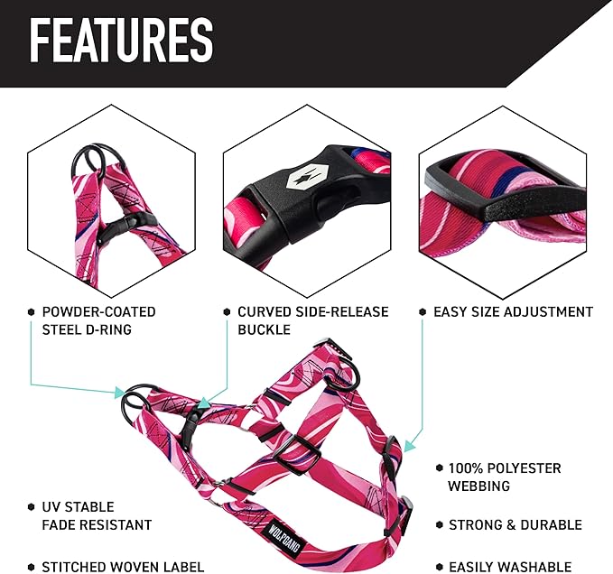 Wolfgang Heavy Duty Adjustable Dog Harness, Pull-Tested to Over 800 lbs for Walking & Training, MarbleSwirl Print, X-Large