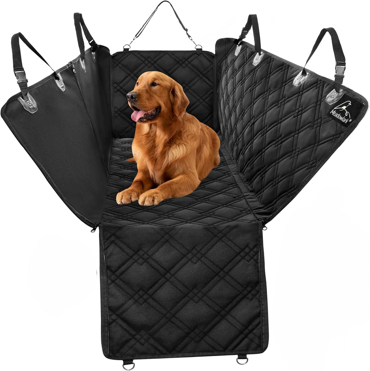 Waterproof Dog Car Seat Cover with Side Flaps, Black