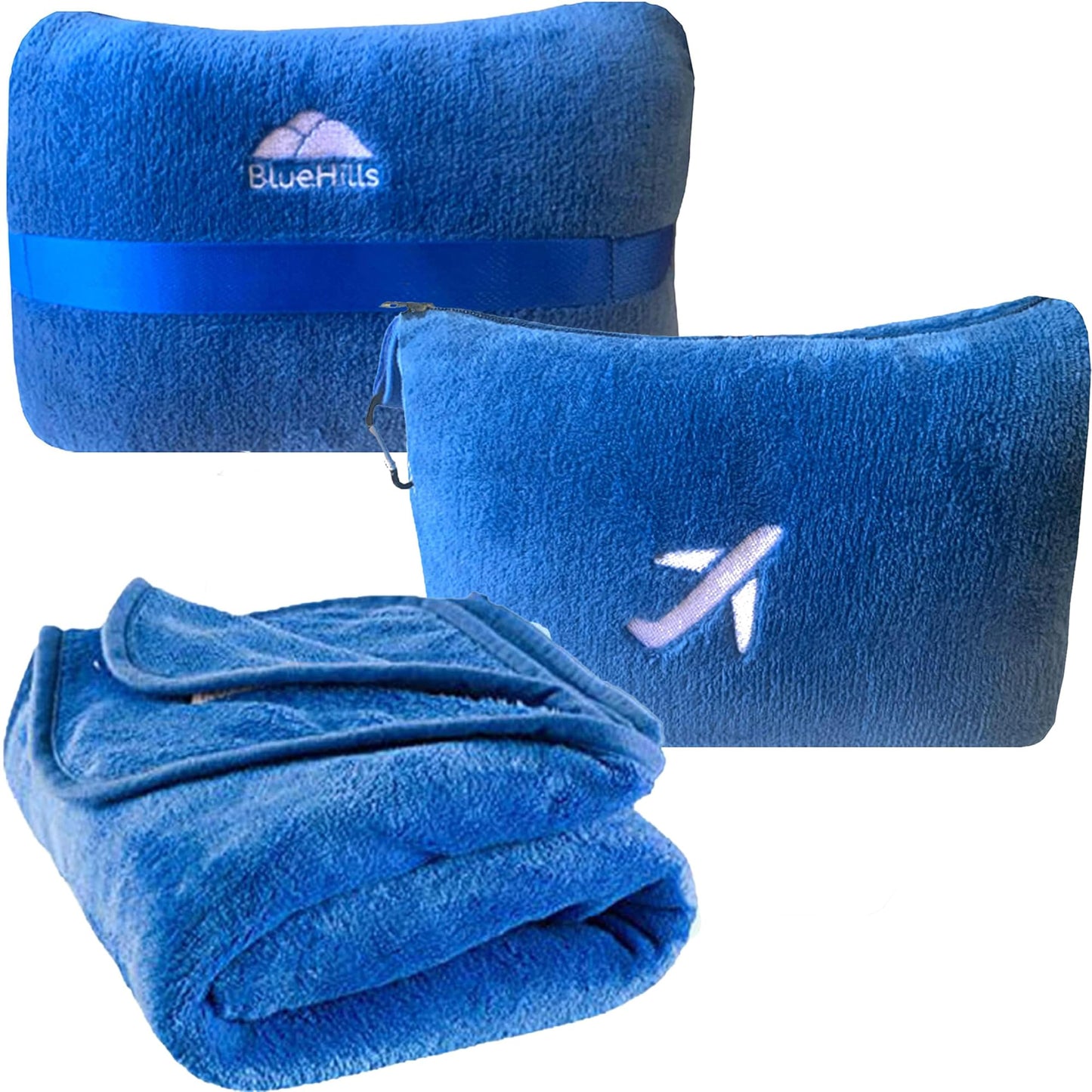 BlueHills Soft Plush Mini Travel Blanket Pillow Plan | Travel Comfort - Image 1