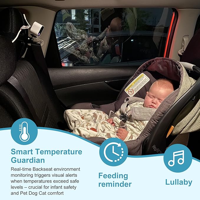 Wireless Baby Car Camera with 5-inch HD 1080P IPS, USB-Powered 360° Rotating Rear Seat Monitor (1000 ft) Auto/Manual Night Vision & VOX Mode, HD Display for Car Backseat, Home, Baby, Pet