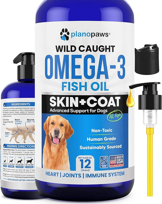 Omega 3 Fish Oil for Dogs - Better Than Salmon Oil - Dog Fish Oil Supplement to Reduce Shedding & Itching - Supports Joints, Brain, and Heart Health - Skin and Coat Supplement - Liquid Fish Oil