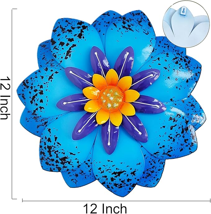 LITIALLY Outdoor Metal Flower Wall Art, New Creative Cute Metal Flower Decorations, Wall Art Decor for Indoor Outdoor Porch Decor Space