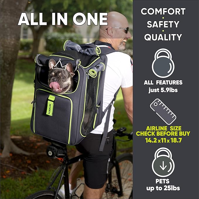 Multi-Functional Cat Carrier Backpack and Cat Car Seat, Expandable cat Carriers with Safety Leash, Breathable Mesh & Waterproof Large cat Backpack Carrier Up to 25 lbs 3 in 1 Food&Water Bottle