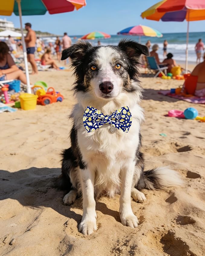 PET SHOW 10 Pack Summer Big Dog Bow Ties for Large Medium Dogs Sliding Collar Attachments Ocean Animals Bowties Sea Bowknots Party Holiday Pet Grooming Accessories(Large)