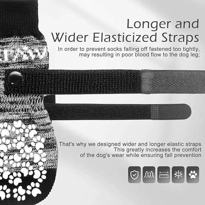 EXPAWLORER 6PCS Anti-Slip Dog Socks to Prevent Licking Paws,Dog Shoes for Hot Pavement,Best Paw Protector Traction Control on Hardwood Floor,Dog Booties for Puppy Small Medium Large Senior Dogs