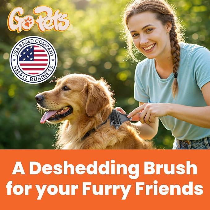 GoPets Dematting Comb & Curry Bath Brush Bundle, Dog Deshedding Brush, Cat Grooming Tool, Undercoat Rake, Mat Remover & Detangler, Silicone Shampoo Scrubber, Massage Tool for Long & Short Hair Pets