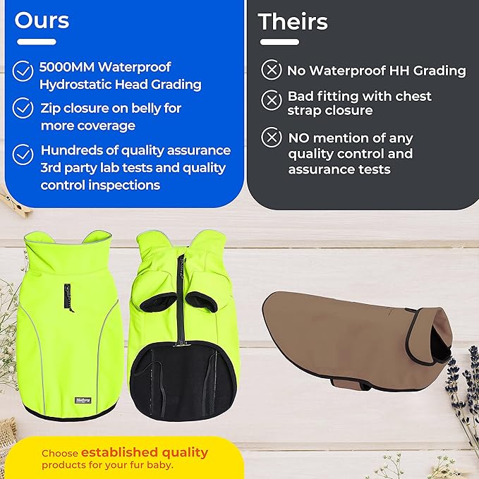 Blueberry Pet Windproof Waterproof Reflective Softshell Dog Jacket, Neon Yellow, Size 10