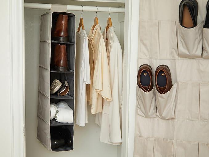 Covermates Keepsakes Hanging Shoe Organizer - Heavy Duty Material, Sturdy Interior Shelves - Closet Storage, Beige Heather