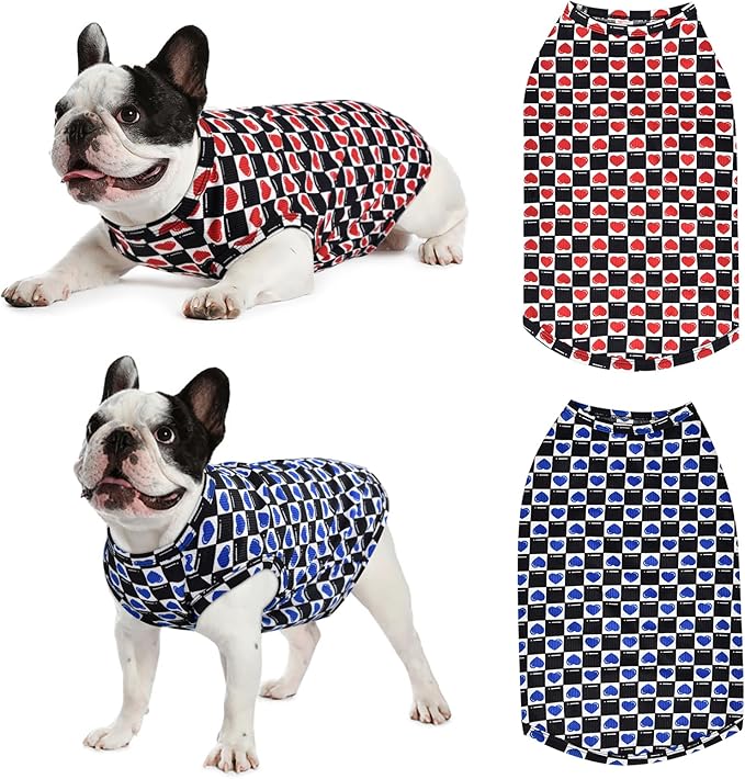 Dog Cooling Vest, Quick Dry Dog Summer Clothes Pet Vest Puppy Shirts, Sleeveless Dogs Cooling T-Shirts for Small Medium Large (Red Heart+Blue Heart, XXXL)