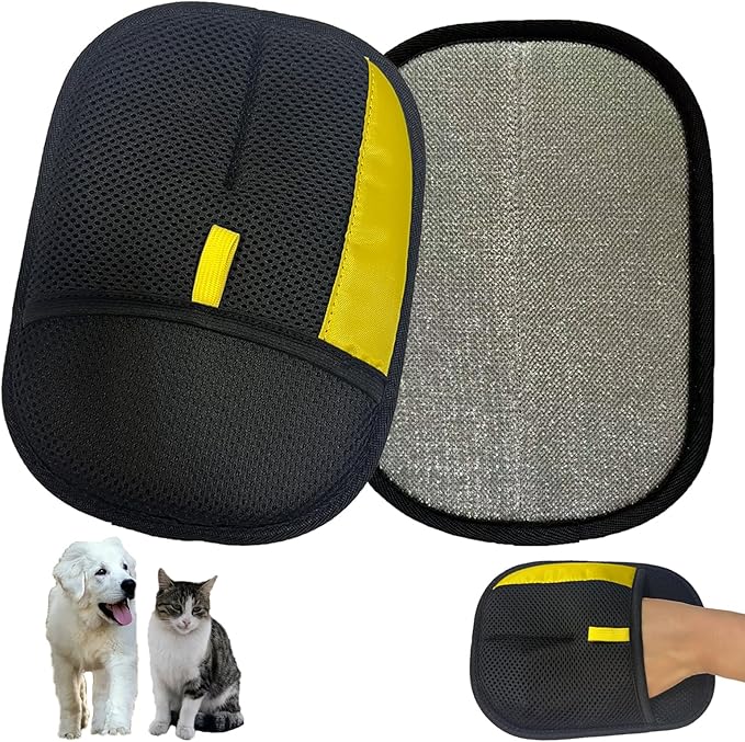 Pet Hair Removal Gloves for Cats Dogs, Upgraded Electrostatic Reusable Magic Cat Dog Fur Brush, Effortless Pet Hair Remover Mitt Tool for Furniture, Carpet, Clothes, Couch (2pcs-Black)