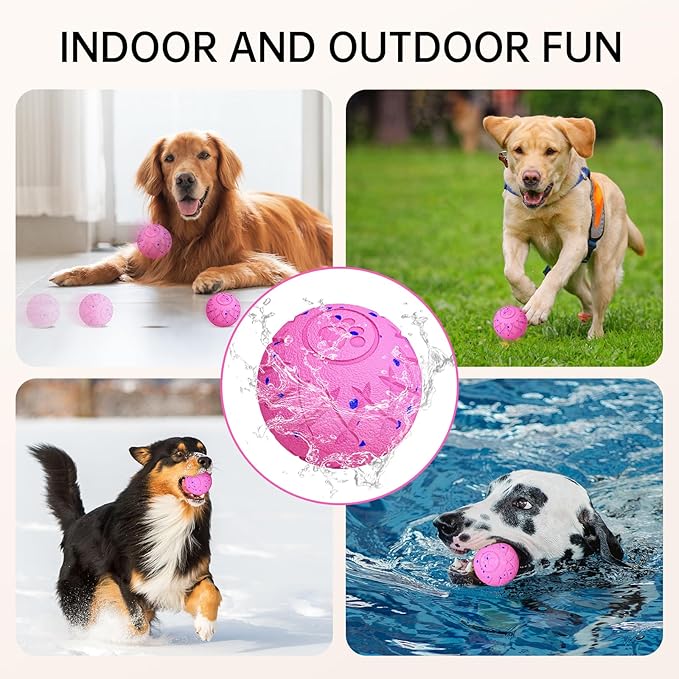 Interactive Dog Toys Dog Ball, Durable Motion Pet Toys for/Small/Medium/Large Dogs, Birthday Gifts, Automatic Moving, Bouncing and Rotating, E-TPU Material, IP54 Waterproof (Pink)