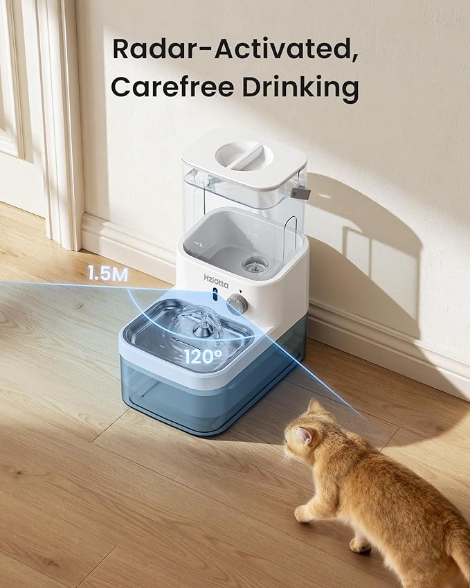 Feeding & Watering Supplies Bundle:Wastewater Separation Cat Water Fountain + Refrigerated Automatic Wet Food Cat Feeder