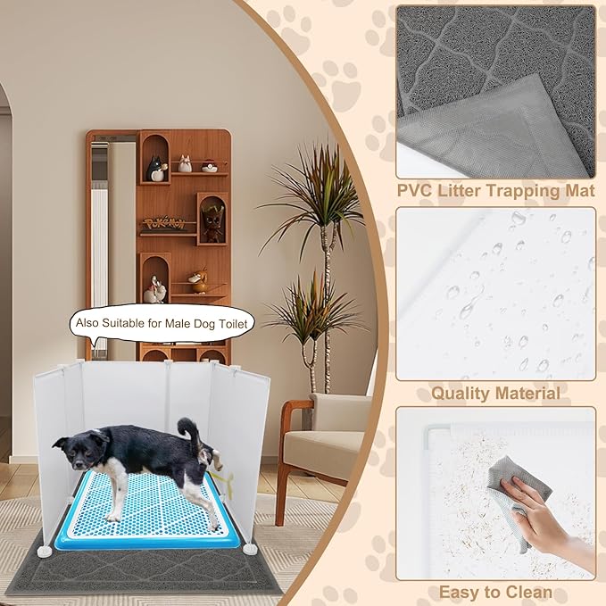 FHTONGE Cat Litter Box Enclosure with Splash Guard, Litter Mat, Extra Large Pee Shields, Privacy Screen