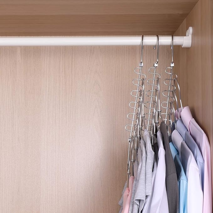 GEFTOL Metal Space Saving Hangers 12 Slots New Version Hanger Magic Cascading Hanger Closet Wardrobe Clothes Organizer(8 Pack)