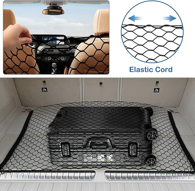 Dog Car Barrier Net Pet Car Divider Back Seat Barrier Net for Trucks, SUV, Full Sized Sedans Pet Restraint Car Backseat Divider Vehicle Gate Cargo Area Travel Trunk Mesh Net Screen Barricade