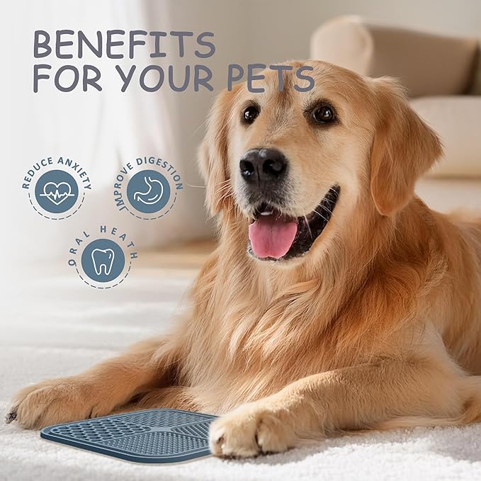 2 Pack Lick Mat for Dogs,Cats,Upgraded 8.5×8.5 inches Licking Mats with Suction Cups,Slow Feeder Licking Pad for Anxiety Relief and Boredom Reducer,Suitable for Dog Training Set 5