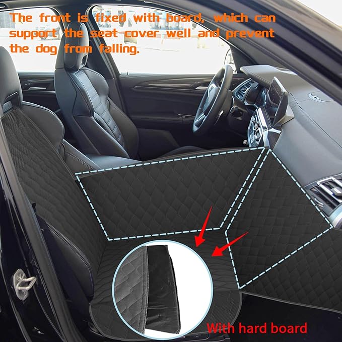 RUIANTE Dog Car Seat Pet Front Seat Cover Pets Travel Safety Seats Booster Seat Dogs Fronts Seats Cover with Car Door Side Panel & Hard Borad Universal for Cars Sedans SUVs (Black)
