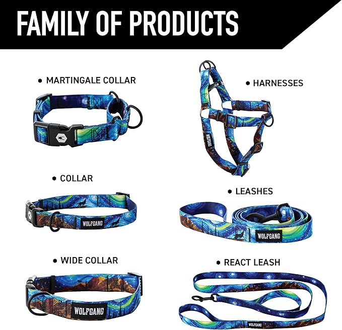 Wolfgang Heavy Duty Adjustable Dog Harness, Pull-Tested to Over 800 lbs for Walking & Training, StarryWolf Print, Large