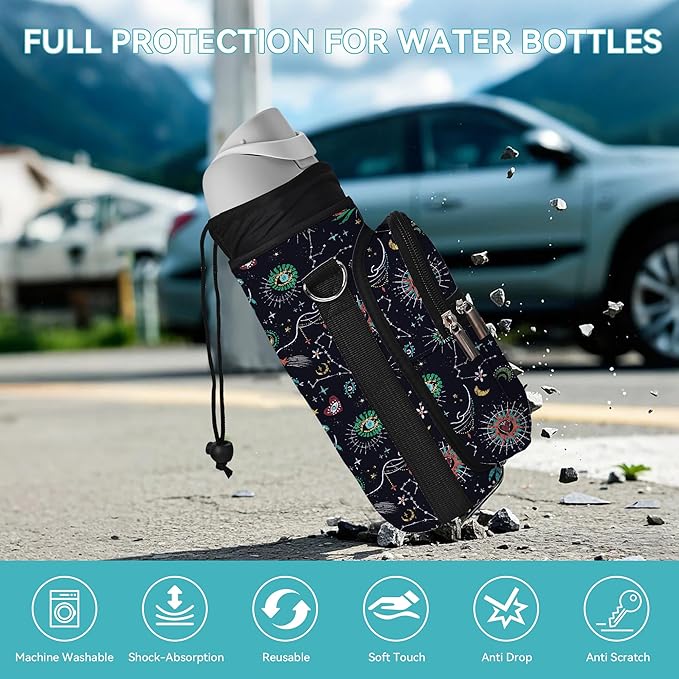 AUPET Water Bottle Sling Bag Sleeve Holder Carrier 25/32/40/64 oz,Insulated Crossbody Water Bottle Case Cover with Strap and Pockets for Men/Women Walking Hiking