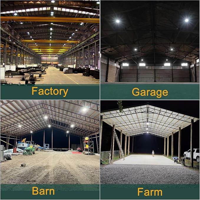 LED High Bay Light 400W（480x1W LED） 60000lm High Bay LED Lights, 5000K High Bay LED Shop Lights with US Plug, AC100-277V UFO Commercial Bay Lighting for 30-55FT Height -4Pack