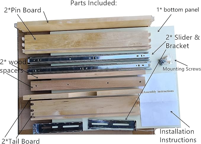 Elysian 23" Kitchen Cabinet Pull Out for 27" Cupboard, Solid Wood Build, 21" Deep Low Profile Tray, Full Extension Runners, Spacers Included for Perfect Fit