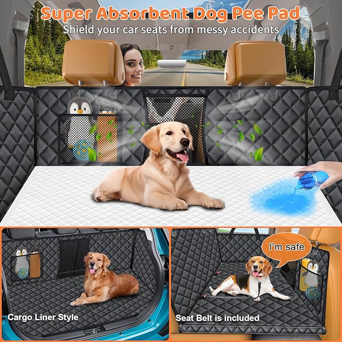 URPOWER Dog Car Seat Cover for Pets 100% Waterproof Seat Cover Hammock 600D Heavy Duty Scratch Proof Nonslip Durable Soft Back Seat Covers for Cars Trucks and SUVs