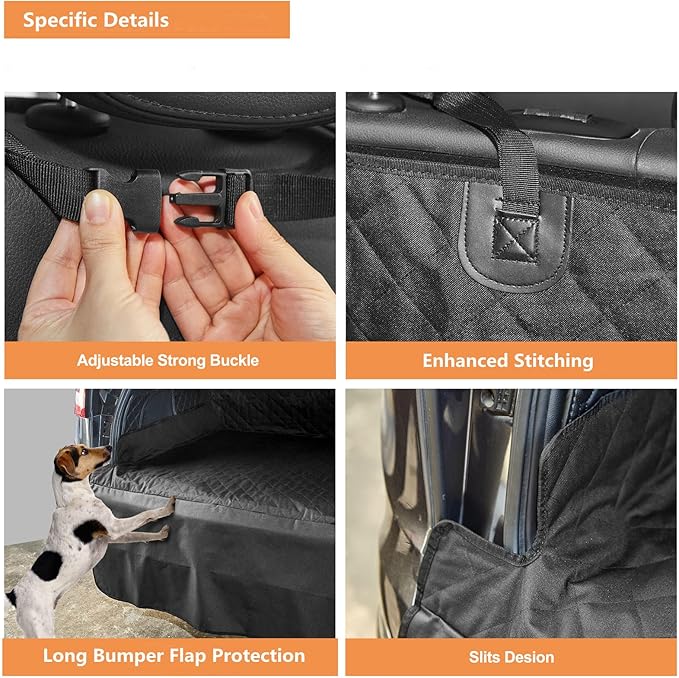 SUV Cargo Liner for Dogs - Quilted Waterproof Trunk Seat Cover with Bumper Flap Protector - Universal Fit for Large Size Cars, Jeeps, Trucks, Sedans, and Vans Washable