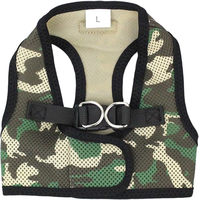 Parisian Pet Step in Dog Harness - Adjustable Freedom Harness - Green Camo Dog Vest Harness - 100% Mesh Fabric Cooling Dog Harness - Idle for Outdoor Adventures - Dog Harness Small Sized Dog - S