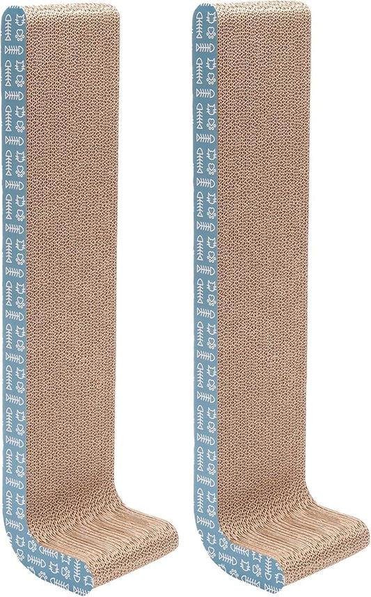 Furhaven 2-Pack Scratching Boards w/ Catnip & Wall-Mounting Hooks for Indoor Cats, Reversible - Wall-Mounted Corrugated Cat Scratchers - Seaglass, Standard/2-Pack