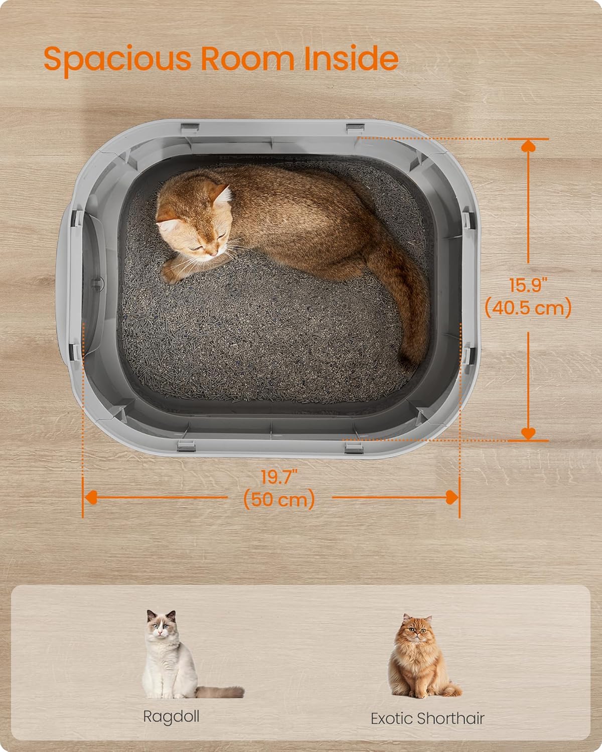 XL Enclosed Cat Litter Box with Slide-Out Tray — Anti-Tracking, 3-Way Door