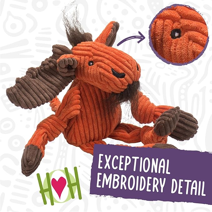 HuggleHounds Knottie Plush Dog Toy - Dog Stuffed Animal Toy, Puppy Toys, Squeaky Dog Toy for Small, Medium & Large Dogs, Durable Plush to Keep Them Busy - Reggie Racoon, Large