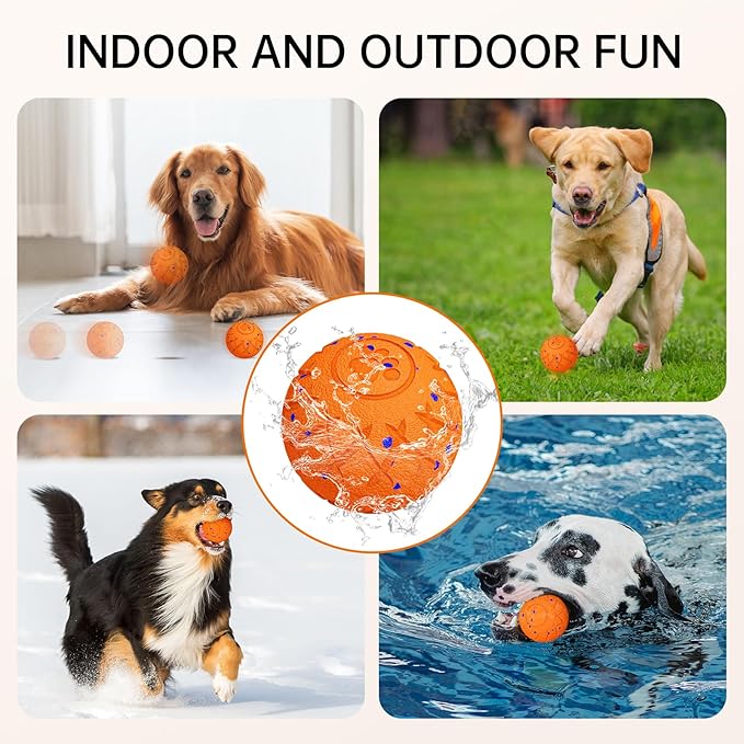 Interactive Dog Toys Dog Ball, Durable Motion Pet Toys for/Small/Medium/Large Dogs, Birthday Gifts, Automatic Moving, Bouncing and Rotating, E-TPU Material, IP54 Waterproof (Orange)