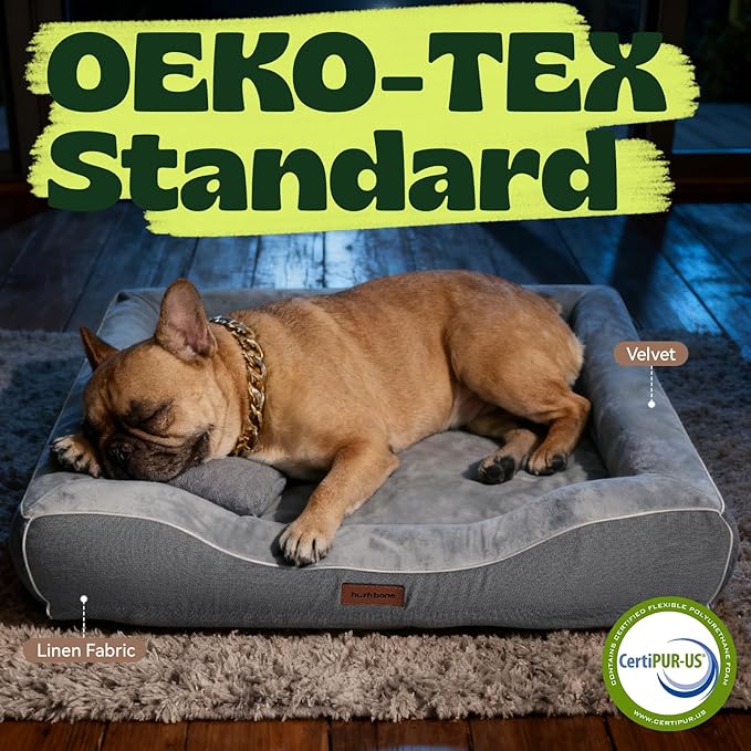 Orthopedic Dog Beds for Medium Small Dogs with Removable Washable Cover Rectangle Pet Sofa with Cooling Gel Memory Foam Anti-Slip Bottom Waterproof for Old Pets or Cat,28" L x 23" W x 6.5" Th